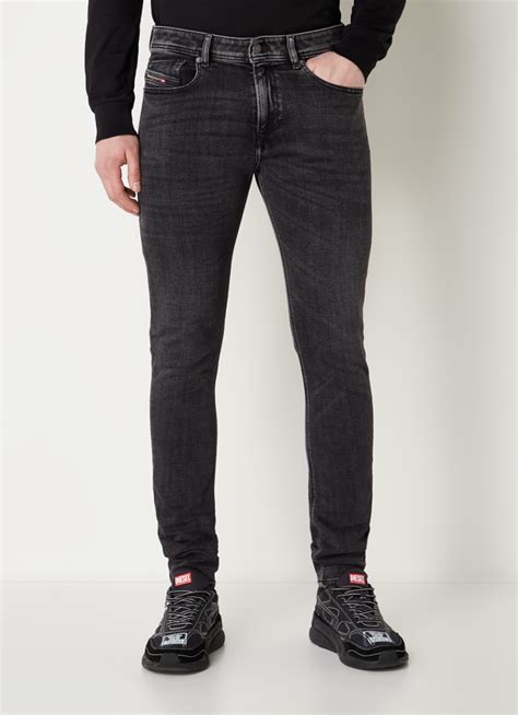 diesel 1979 sleenker skinny fit jeans met donkere wassing zwart de bijenkorf