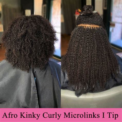 Afro Kinky Curly Coily Microlinks I Tip Hair Extensions Human Hair For Black Women 4b 4c Salon