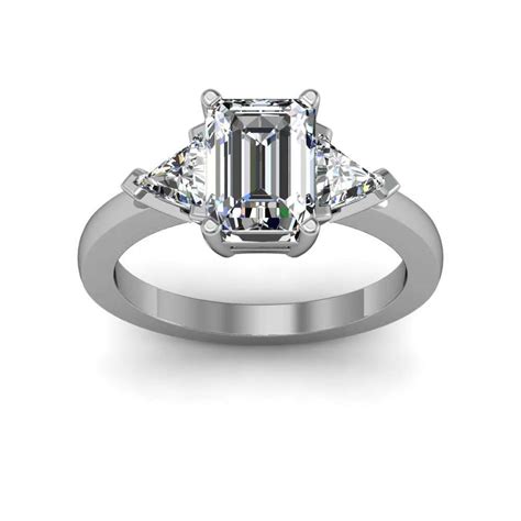 16ct Emerald Cut Natural Diamond 3 Stone Trillion Diamond Engagement