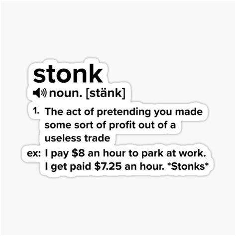 Stonks Definition Meme Stonks Finance Dictionary Sticker For Sale