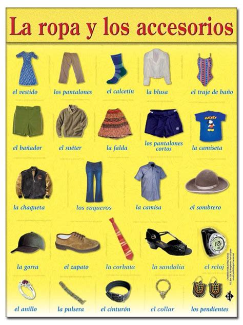 Ropa Y Accesorios Spanish Clothing Learning Spanish Teaching Spanish