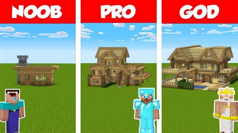 Minecraft Noob Vs Pro Vs God Starter House Challenge In Minecraft