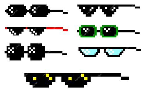 Premium Vector Realistic Pixel Glasses Set Pixel Sunglasses Set Isolated On A White Background
