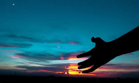 Hd Wallpaper Sunset Dawn Hand Clouds Sky Aesthetic Silhouette