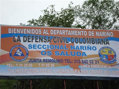 Defensa Civil Colombiana Seccional Nariño Valla De Bienvenida