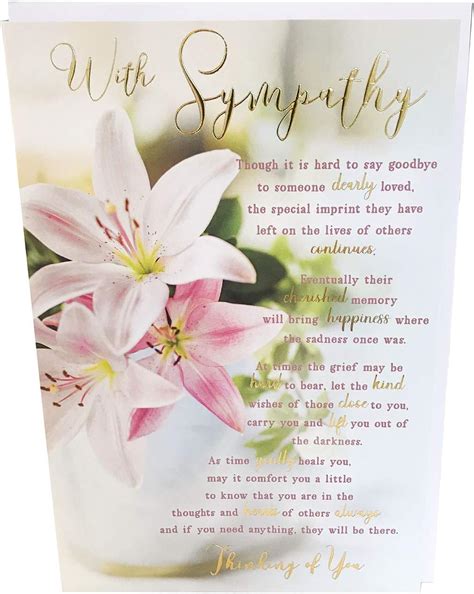 Sympathy Card Thinking Of You Verse Words Message Sorry For Your Loss