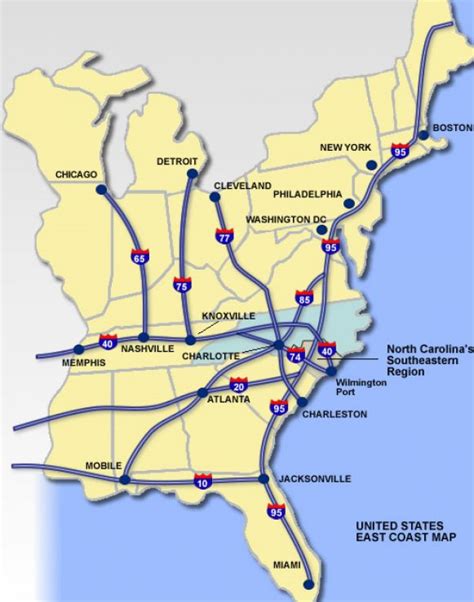 Road Map Of The East Coast