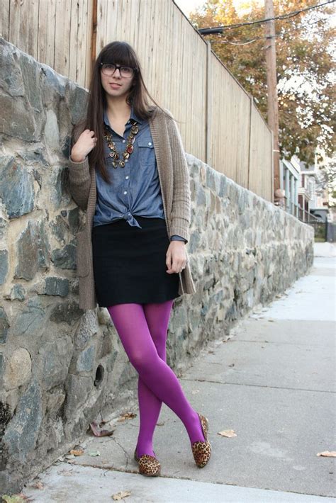Ebew Colored Tights Colored Tights Tights Outfit Purple Tights