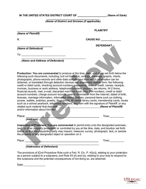 Cumberland County Pa Fillable Civil Subpoena Form Printable Forms