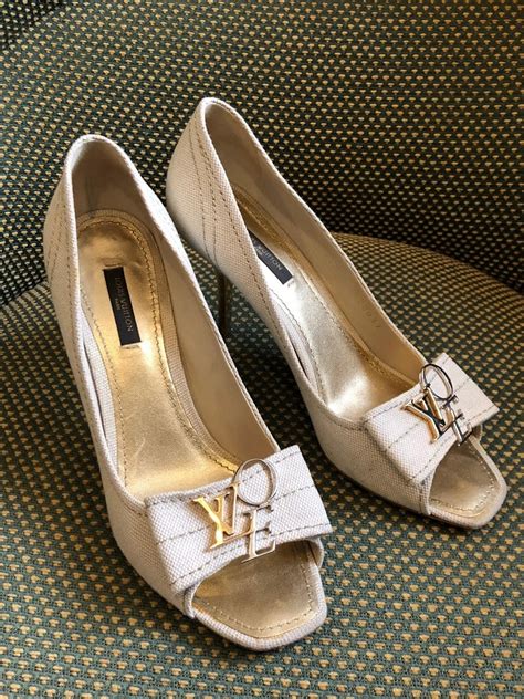 Louis Vuitton High Heels Lv Love Logo Shoes Peep Toe Pumps Chelsea Vintage Couture
