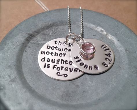 the love between mother daughter necklace with name and date etsy daughter necklace mother