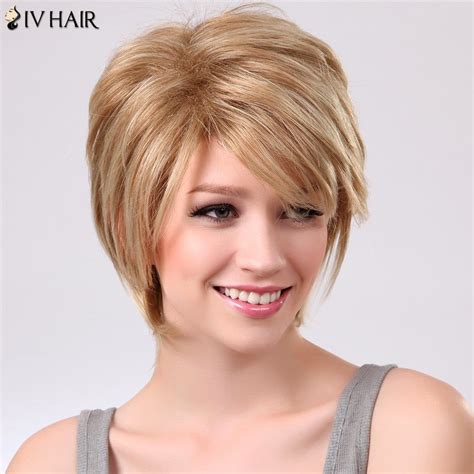 siv short oblique bang straight fluffy human hair wig latest hairstyles pretty hairstyles