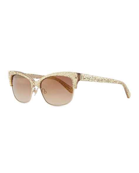 Kate Spade New York Shira Glitter Cat Eye Sunglasses Gold Cat Eye Sunglasses Kate Spade