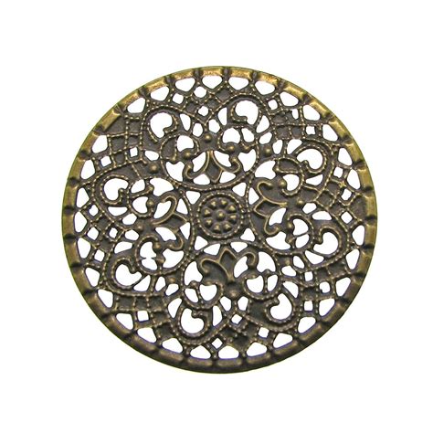 Antique Brass Round Filigree Flower Stampings Bronze Metal Filigree