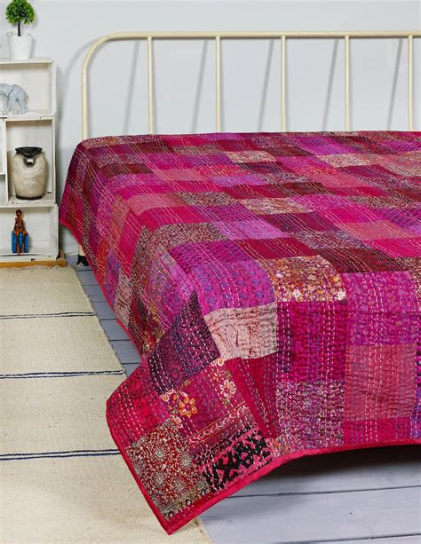 Handmade Indian Patchwork Quilt Hippie Bedding Vintage Quilt Etsy