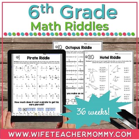 36 Weeks Of 6th Grade Math Riddles Wife Teacher Mommy