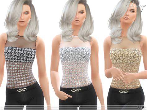 The Sims Resource All Over Embellished Mesh Bodysuit Top