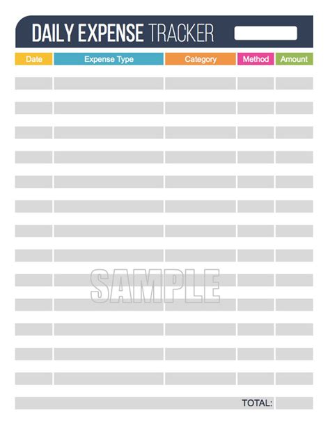 Daily Expense Tracker Personal Finance Organizing Printable Etsy