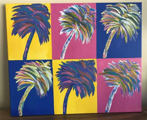 Palm Tree Pop Art Tropical Pop Artbright Art On Canvas Acrylic Bold