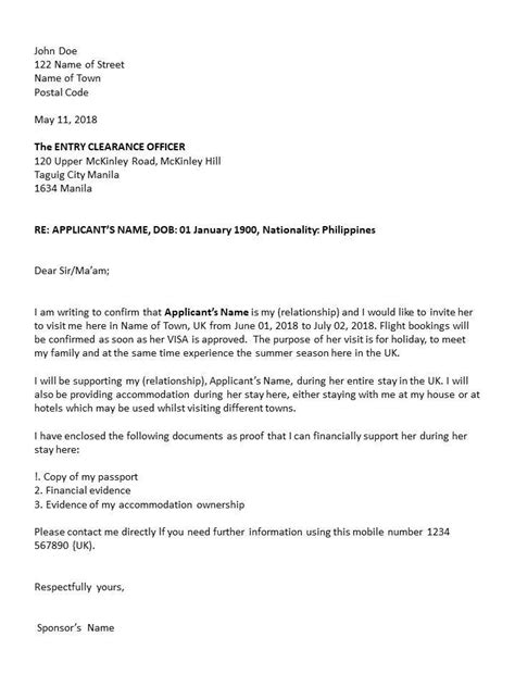 The company invites foreign company for increasing their export. Sponsor's Invitation Letter Sample For UK Visit Visa ...