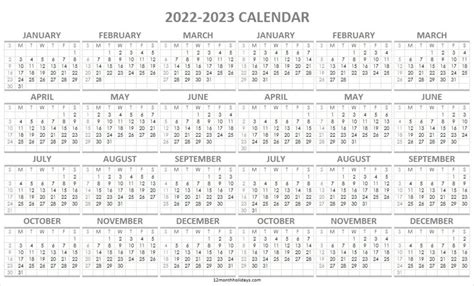 Printable Calendar 2022 2023 Template Blank Two Year Calendar Images