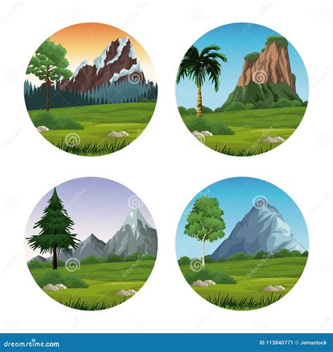 Set Of Landscapes Stock Vector Illustration Of Countryside 113840771
