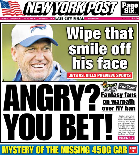 Ny Post Cover For Covers For November 12 2015 New York Post