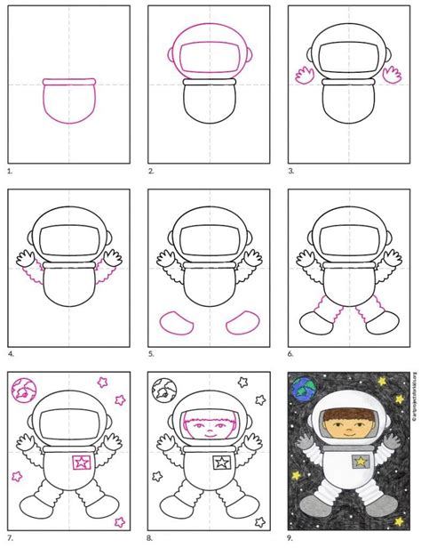Easy How To Draw An Astronaut Tutorial And Astronaut Coloring Page