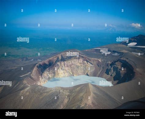 Aerial View To Maly Semyachik Volcano At Kamchatka Peninsula Russia