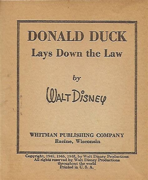 Donald Duck Lays Down The Law By Disney Walt 1948 Antic Hay Books