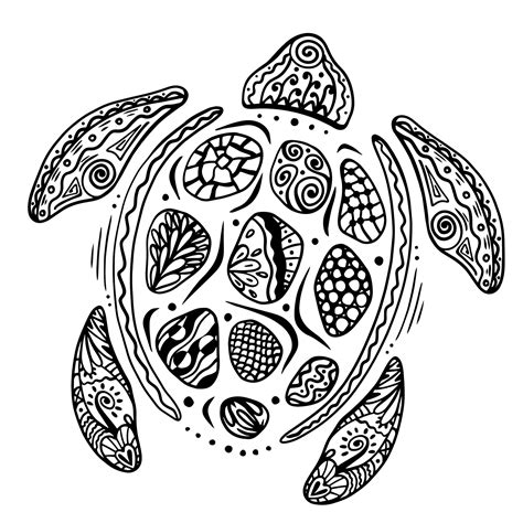 Zentangle Stylized Cartoon Turtle Hand Drawn Sketch For Adult