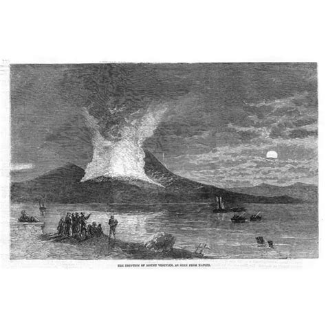 Italy The Eruption Of Mount Vesuvius As Seen From Naples Antique Print 1858 1246 Picclick