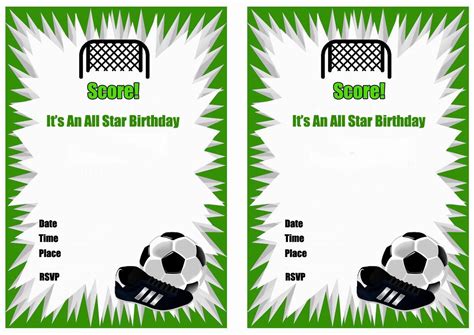 Free Soccer Theme Party Invitations Printable