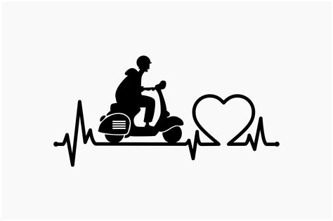 Scooter Driver Heartbeat Graphic By Berridesign · Creative Fabrica