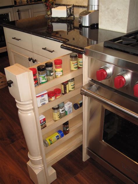 Pull Out Spice Racks On Either Side Of The Range Traditional