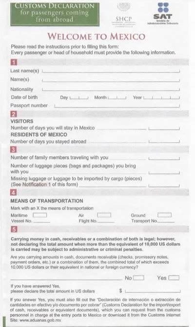 Mexico Fillable Entry Form Printable Forms Free Online