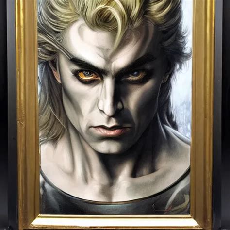 Oil Painting Of A Pale Menacing Dio Brando With Long Stable Diffusion
