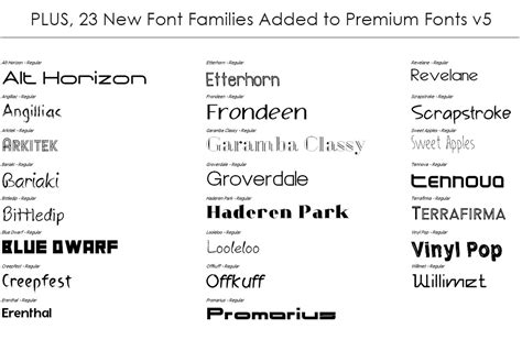 Font Families In Premium Fonts