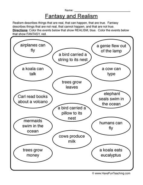 Image Result For Reality And Fantasy Activities For First Grade Have