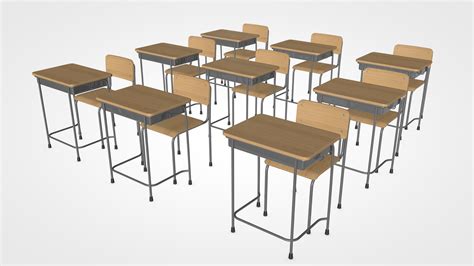 3d Japanese School Desk Model Turbosquid 1473259