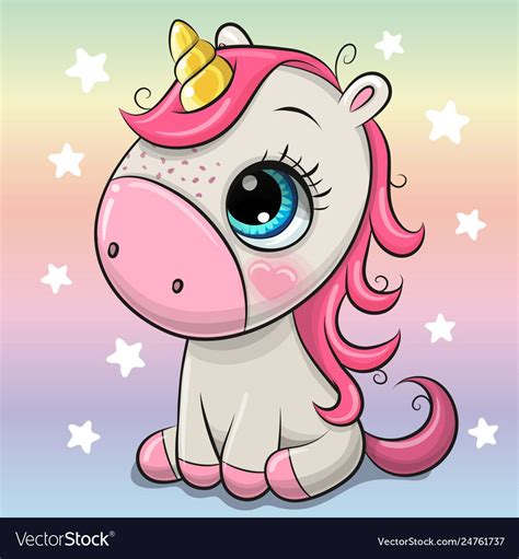 A Cartoon Unicorn With Pink Hair And Blue Eyes