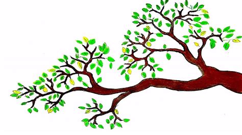 How To Draw A Branch With Leaves Tree Drawing For Beginners Youtube