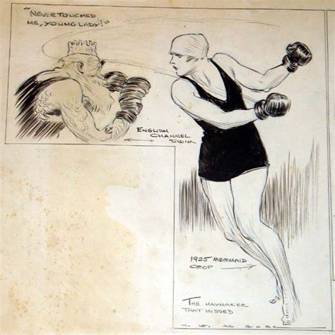 Cartoon Portraying A Swimmer In Boxing Gloves 1925