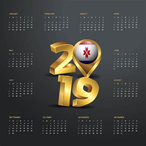 Plantilla Calendario 2019 Vector Premium