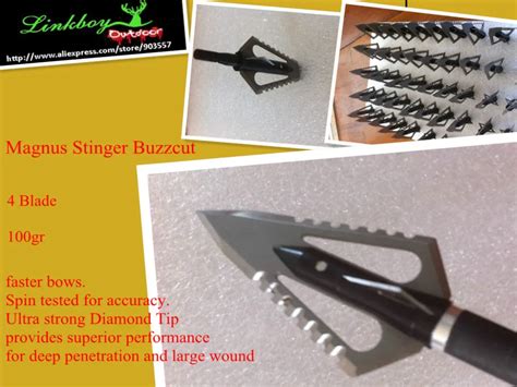 Magnus Stinger Buzzcut Fixed Blade Broadheads Stainless Steel 4 Blades