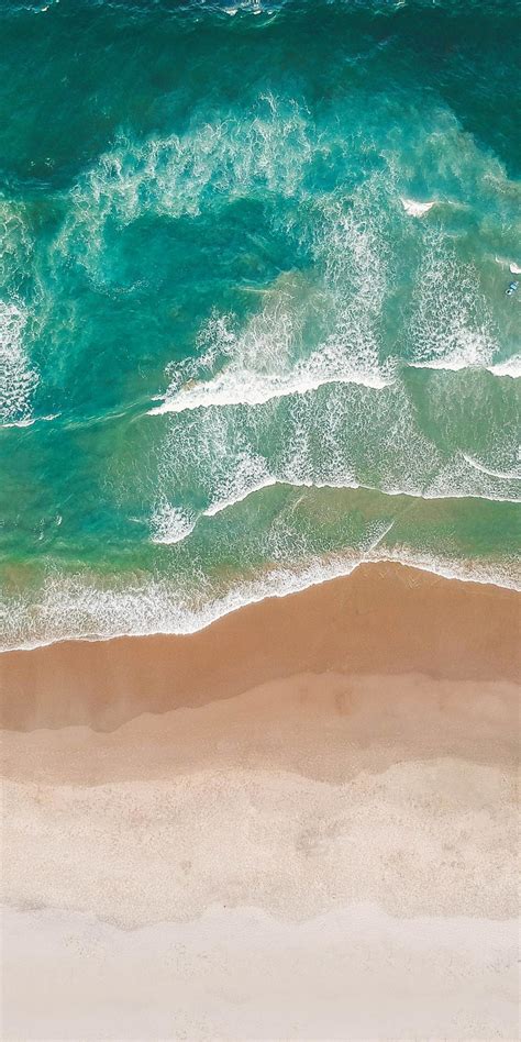 Download 1080x2160 Wallpaper Green Waves Beach Aerial View Honor 7x