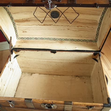 Antique Victorian Trunk Dome Top Steamer Trunk Vintage Storage Chest
