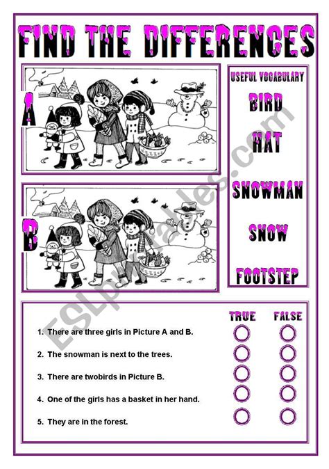 Find The Differences Esl Worksheet By Nergisumay