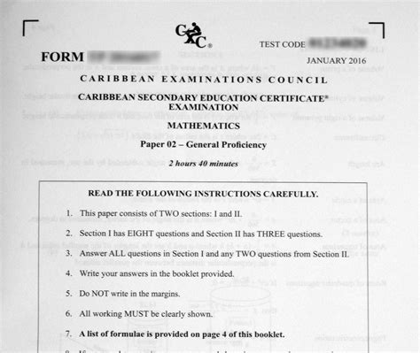 Csec Cxc Exam Past Papers Csec Mathematics Past Paper January Hot Sex