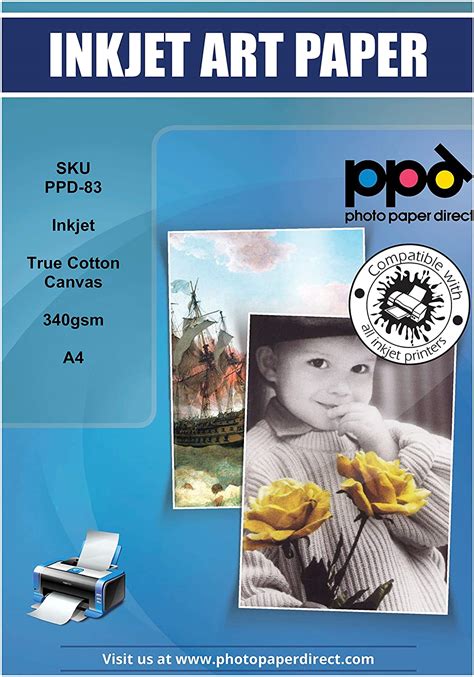 Ppd Inkjet Printable Canvas 100 Real Cotton 340g 125lb 17mil A4 Ppd 8
